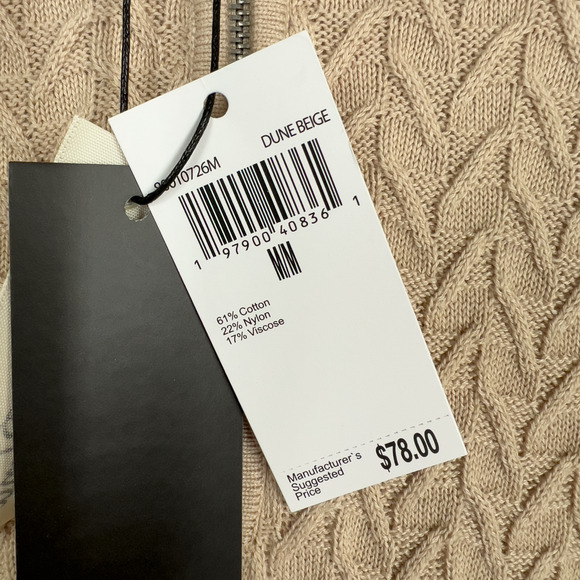 Truth Textured Polo Knitted Dune Beige Quarter Zip Men's Size Medium NWT $78 - Picture 4 of 7